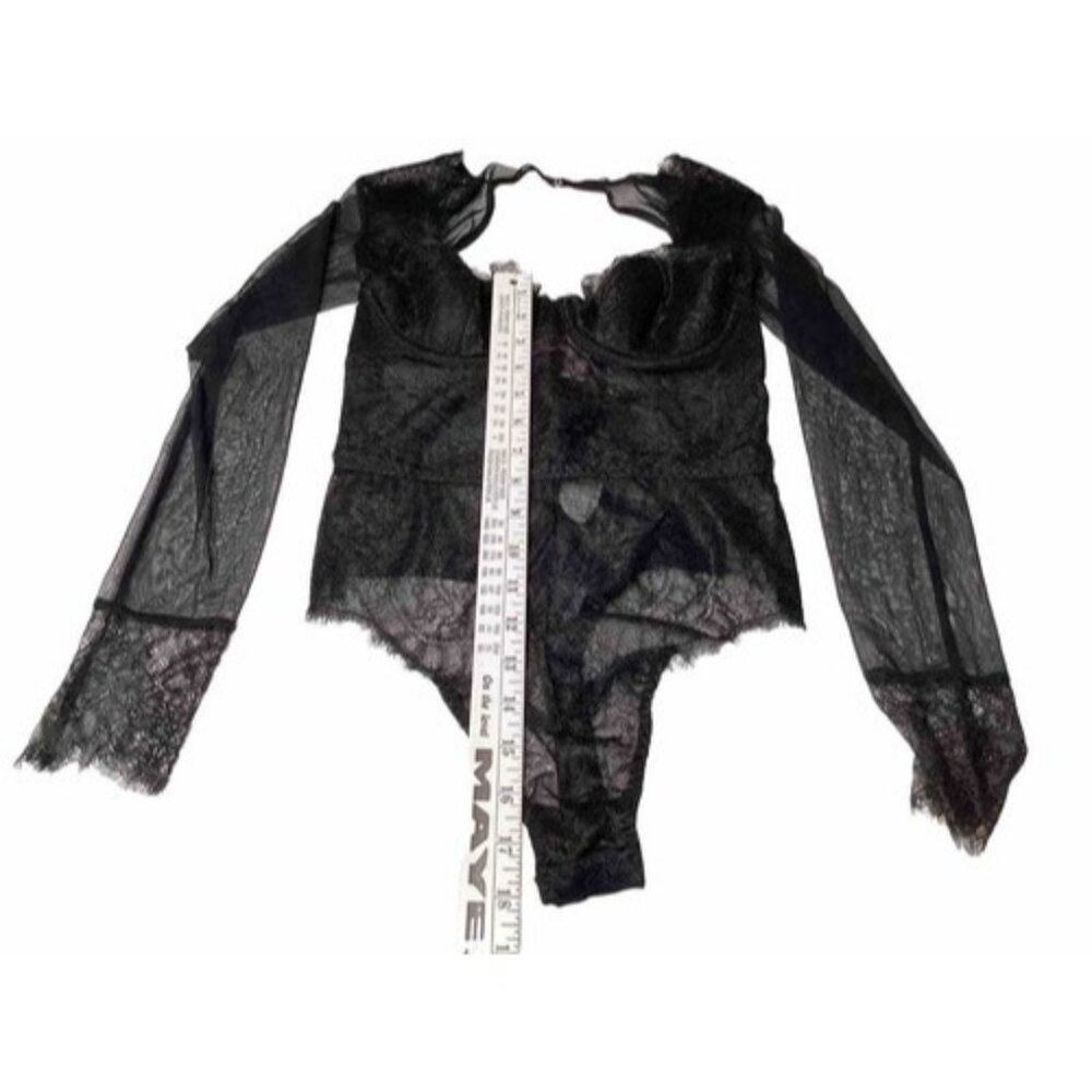Victoria Secret Black Lingerie One Piece Long Sleeve Body Suit Lace 34b / 170 - Picture 6 of 9